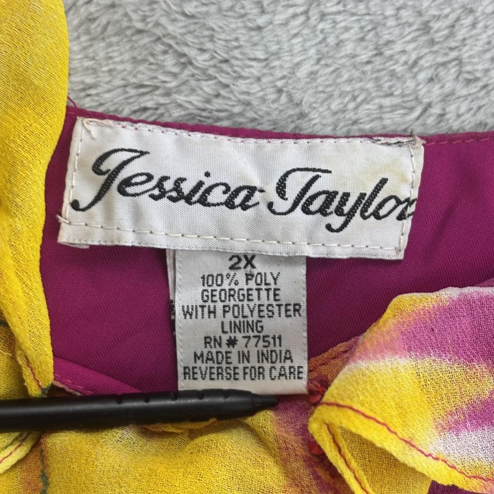 VTG Y2K Jessica Taylor Sequin Ruffle Hem Shift Dress Womens 2X Multicolor‎ Fairy - Picture 7 of 15